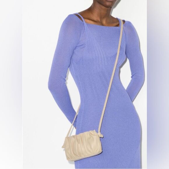 NWT Elleme Mini Vague Pleated Leather Crossbody, New w/Tag, $480 Made in Italy - Picture 7 of 7